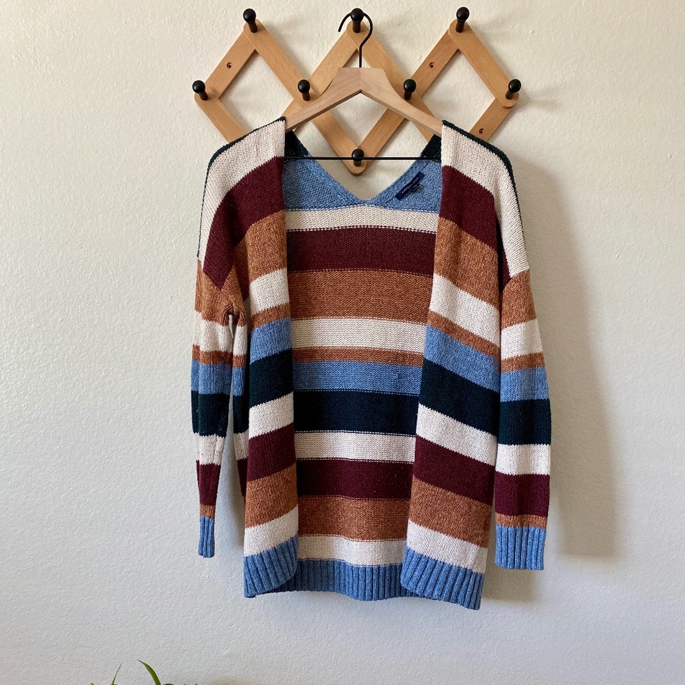 American Eagle Multi-colored Striped Cardigan Sweater